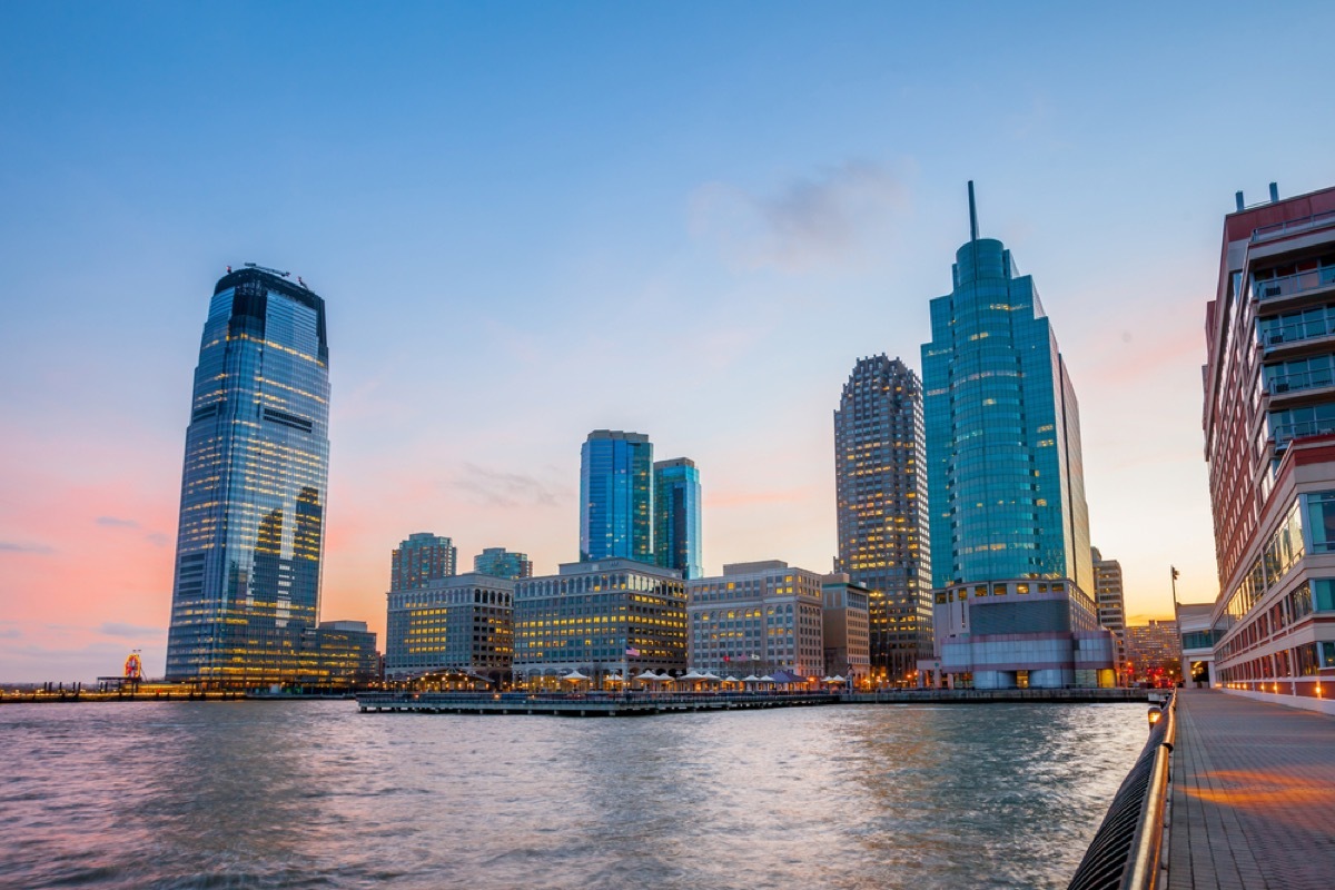 new jersey skyline from the hudson river