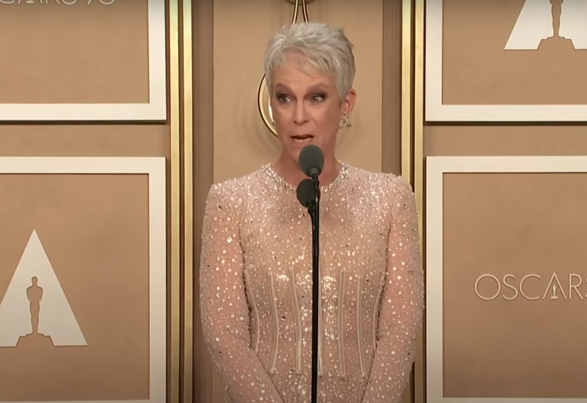 Jamie Lee Curtis backstage at the 2023 Oscars