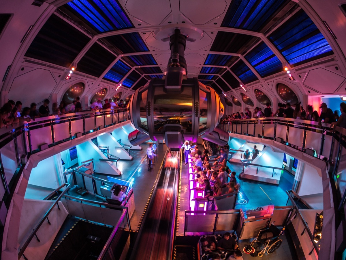 inside the space mountain ride in disneyland