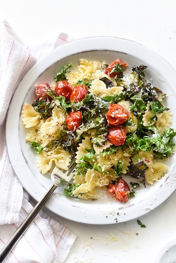 kale caesar pasta salad