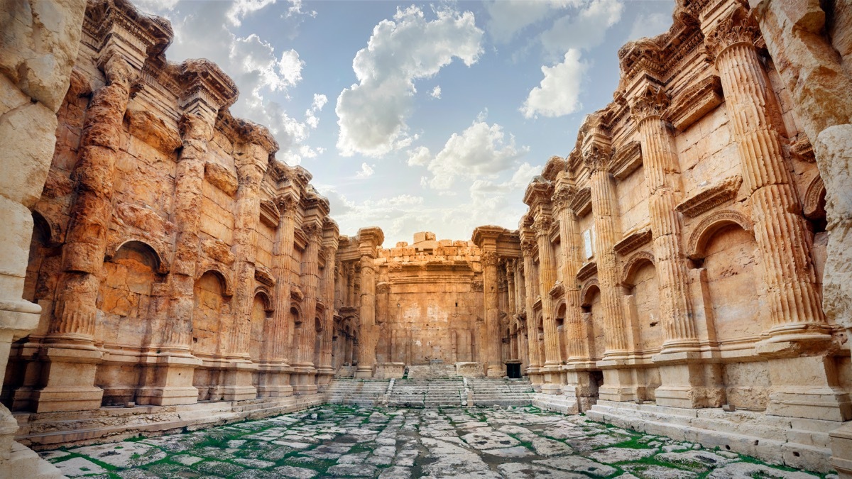 historic roman temple in baalbek, lebanon