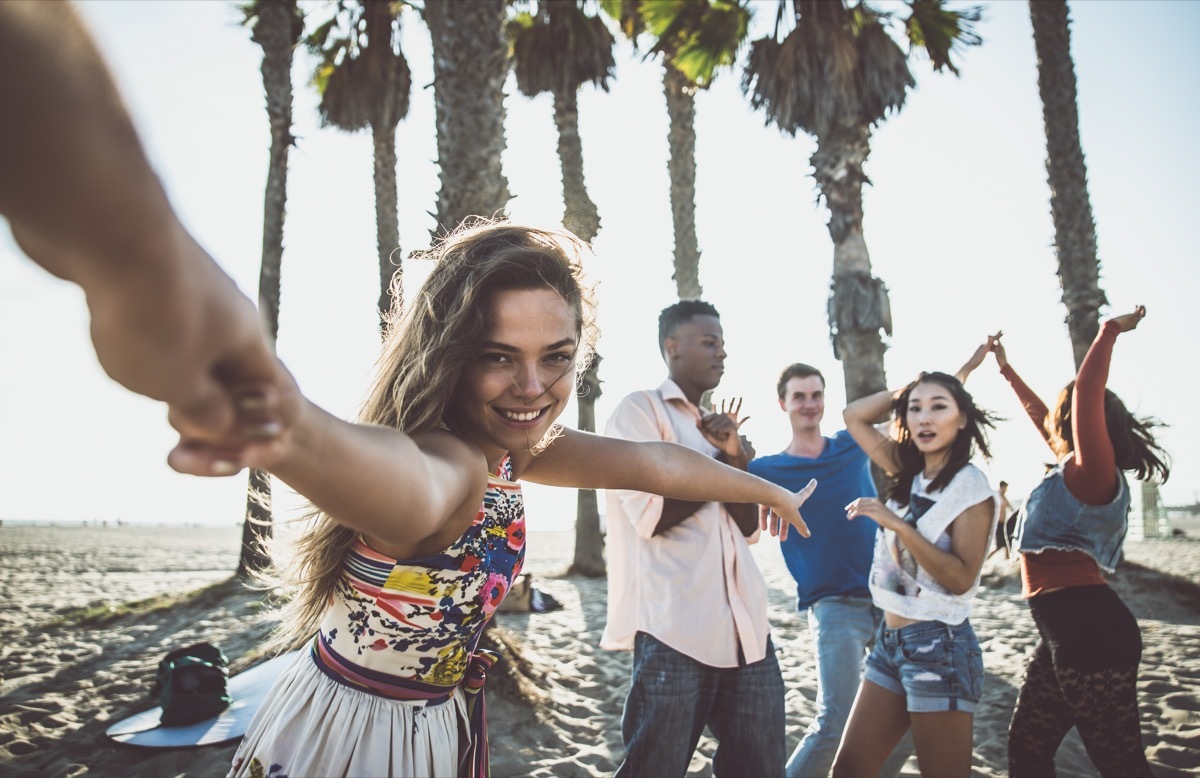 Group of friends on beach